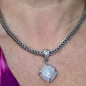 18K GAIL SCOTT GENUINE  DIAMOND STERLING SILVER 925 CHAIN & PENDANT 80.95 GR